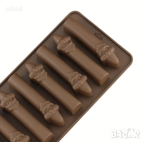 коледни свещи свещички свещ пръчици коледна силиконов молд форма фондан шоколад гипс, снимка 5 - Форми - 52766865