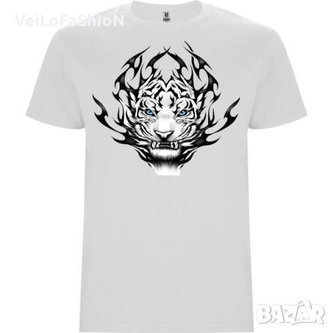 Нова мъжка тениска с Тигър в бял цвят