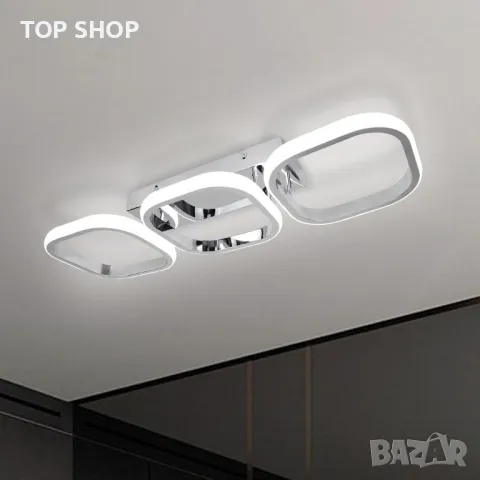 Модерна LED таванна лампа EIDISUNY, 3 квадрата LED, 33W студена бяла светлина (сребриста)