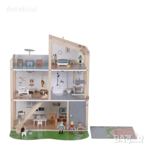 Огромна дървена къща за кукли PLAYLAND XXL, снимка 2 - Кукли - 51309317