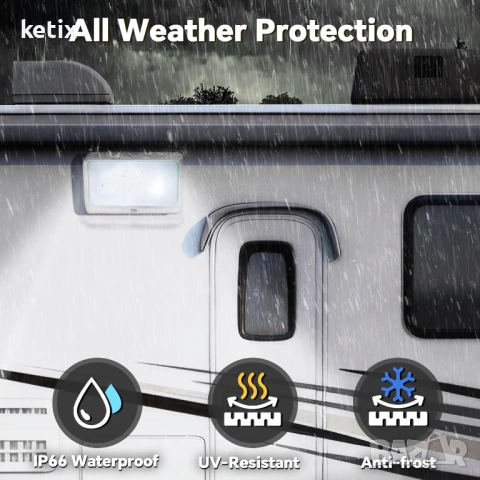 12 V LED лампа за външна веранда за кемпери с превключвател, 3 режима на осветление , снимка 3 - Лед осветление - 53614716