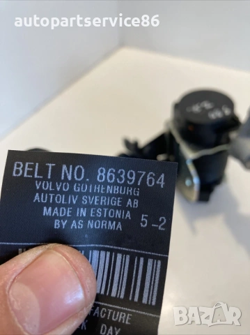 Колан задна дясна седалка за Volvo S80 2.4 (2009) 8639764, снимка 2 - Части - 54292074
