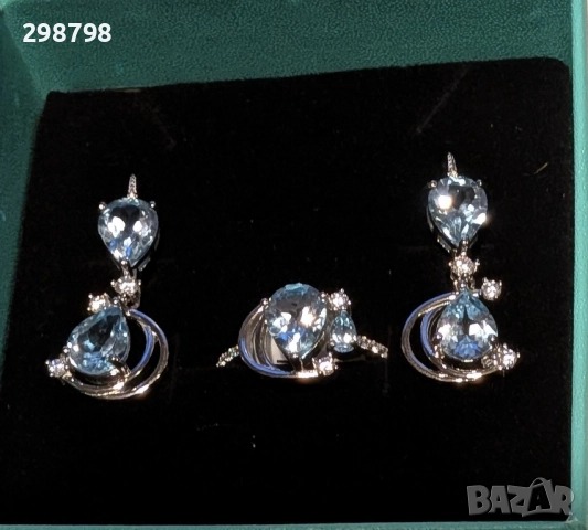 Сребърен комплект с Естествен Топаз, снимка 3 - Бижутерийни комплекти - 51945495