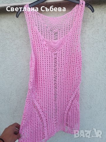 Розова плажна рокля мрежа , снимка 2 - Рокли - 45928231