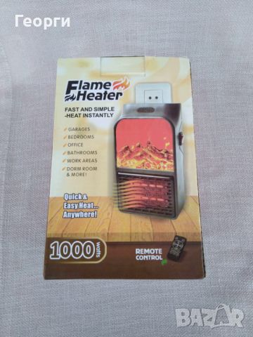 Портативна мини печка духалка с ефект пламък - Flame Heater 1000W, снимка 1 - Отоплителни печки - 45388838