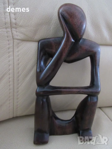 Мислител-стилизирана фигура от абанос, снимка 2 - Колекции - 51065332