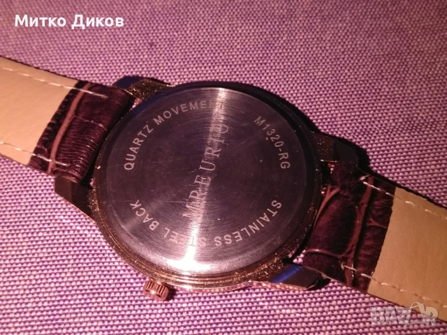 Mreurio кварцов часовник нов с каишка естествена кожа, снимка 5 - Мъжки - 53322841