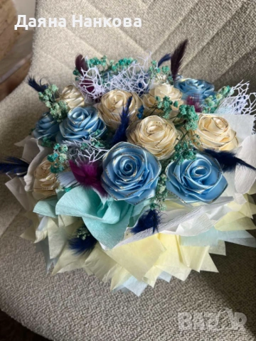 Ръчно изработена кутия със сатенени рози , снимка 3 - Декорация за дома - 53407117