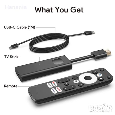 TV Stick DColor GD1 4K, ТВ Стик сертифициран, Amlogic S905Y4, Smart TV, IPTV, Android TV11, снимка 2 - Приемници и антени - 46322063