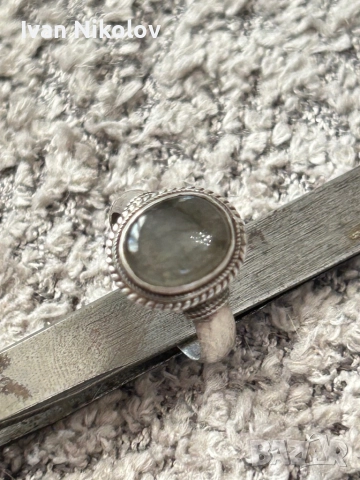 Дамски сребърен пръстен с лабрадорит, снимка 6 - Пръстени - 52940876