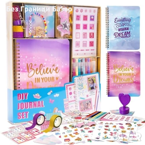 Нов Творчески комплект за момичета 8-12 DIY дневник и стикери Идеален подарък