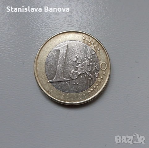 Австрийска евро монета от 1 евро от 2002г. , снимка 2 - Нумизматика и бонистика - 53269428