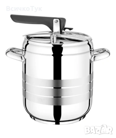 ✨Тенджера под налягане ELEKOM ЕК-8А, 7 л. или 9 л., Индукция, Трислойно дъно, Инокс 