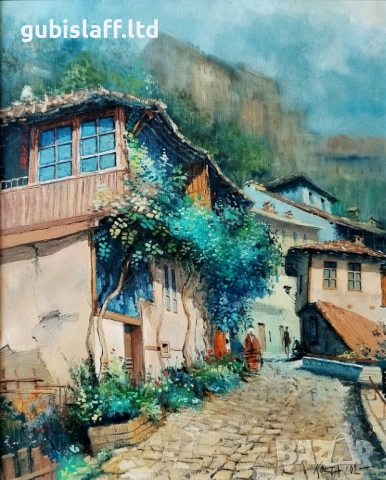 Картина "В. Търново, ул. Гурко", худ. Костадин Станоев (Коста), 2002 г, снимка 2 - Картини - 52544825