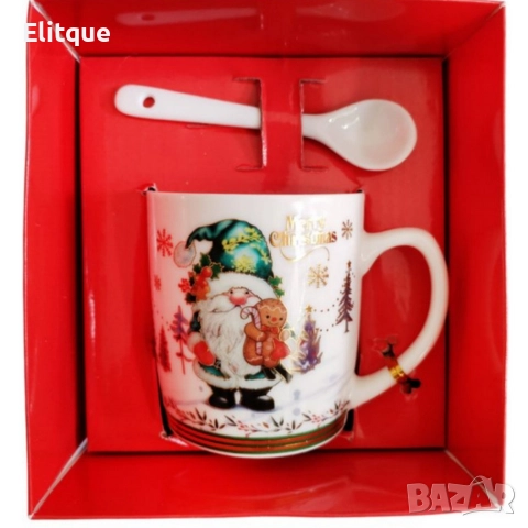 Празничен комплект чаша + лъжичка в луксозна кутия – Merry Christmas, снимка 2 - Други - 52575458