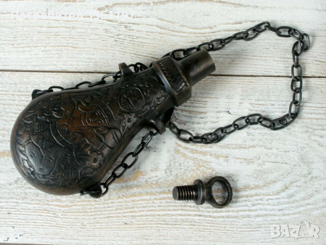 Месингов барутник, снимка 4 - Колекции - 53540741