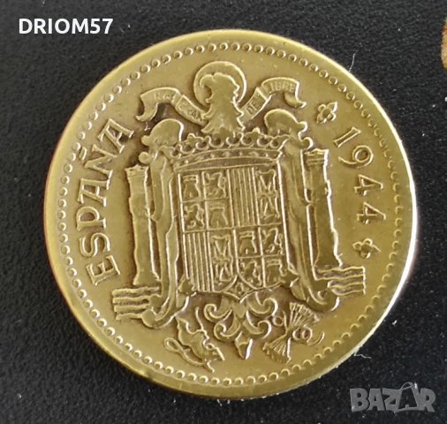 Монета Испания 1 песета, 1944, снимка 2 - Нумизматика и бонистика - 45933784