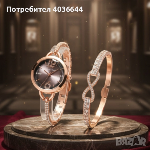 Комплект за нея: часовник и гривна с кристали – изискан стил всеки ден, снимка 4 - Дамски - 51964734