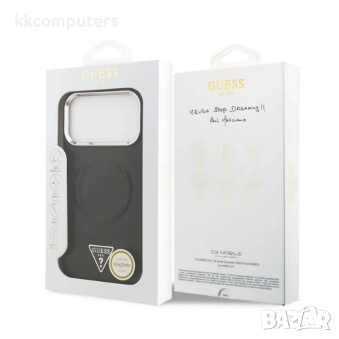 Оригинален кейс Guess Leather Triangle Metal Logo и Протектор За iPhone 17 Pro (6.3), Черен, снимка 6 - Калъфи, кейсове - 52210657