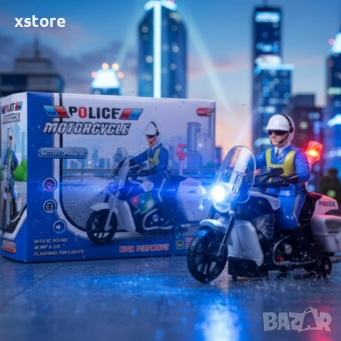 Полицейски мотор със светлини и звук – движение, екшън и усмивки, снимка 2 - Коли, камиони, мотори, писти - 52739672