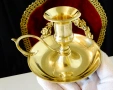 Бронзов свещник с дръжка 380 гр.,барок. , снимка 1