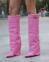 Ботуши на платформа - розова кожа - K-40 , снимка 2