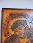 Икона На Исус Христос С Трънен Венец Пирография Върху Дърво, снимка 2