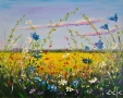 "Пеещи цветчета" Картина 40х50 см, Маслена живопис с шпакла, снимка 1