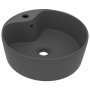vidaXL Луксозна мивка с преливник тъмносив мат 36x13 см керамика(SKU:147038