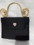 Малка черна чантичка със златна дръжка, снимка 7