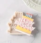 Happy birthday надпис на торта със свещи силиконов молд фондан декорация торта , снимка 1