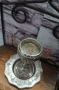 Посребрена чашка с чинийка с гроздове , снимка 5