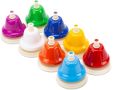 CeleMoon Комплект цветни метални звънчета с 8 ноти с дръжка, образователна музикална играчка за деца, снимка 1 - Образователни игри - 45979143