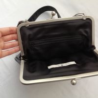 Orient Express винтидж дамска кожена чанта за рамо в черен цвят, снимка 10 - Чанти - 45270551