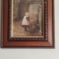 Картина върху дъска „Младо момиче, което донася вода“, снимка 8 - Други ценни предмети - 45254226