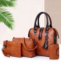Комбиниран дамски комплект ръчна чанта и портфейл от четири части, 6цвята , снимка 3 - Чанти - 45139584