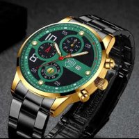 Луксозни модни мъжки часовници кварцов ръчен часовник от неръждаема стомана, снимка 2 - Мъжки - 42569188