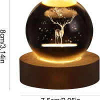 LED Светеща кристална топка/лампа, 3D сензорна - Елен, снимка 9 - Настолни лампи - 45035129