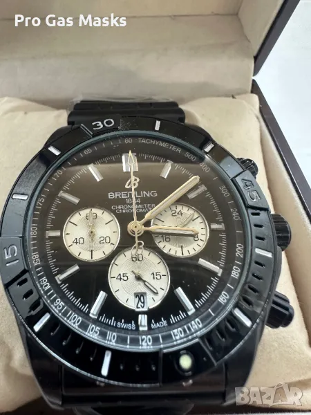 Часовник Breitling Black Тежък Quartz Хронограф само за 300 лв с дървена кутия. , снимка 1