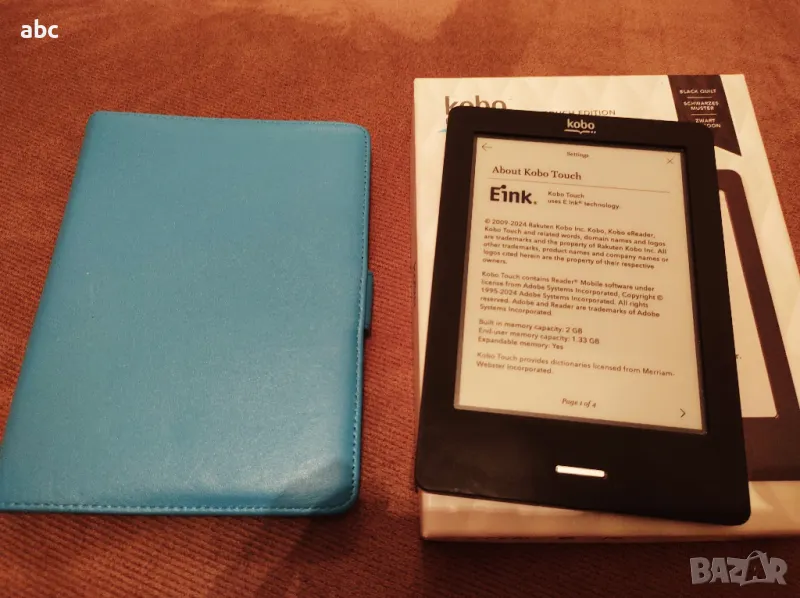 електронна книга Kobo Touch + калъфче четец за книги Кобо, снимка 1