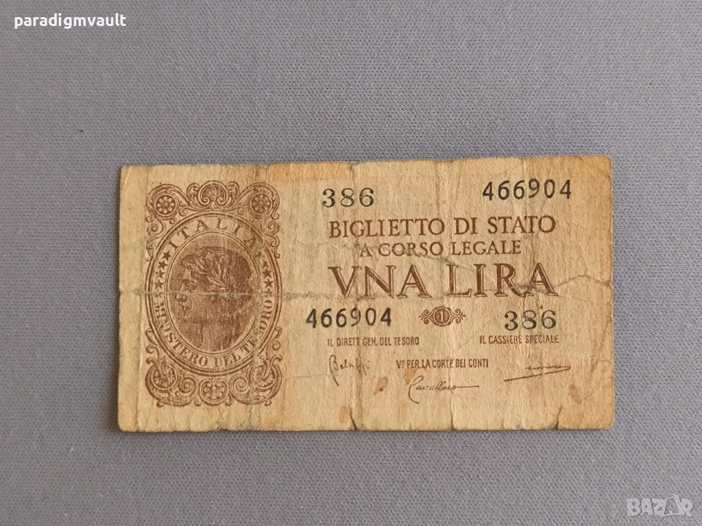 Банкнота - Италия - 1 лира | 1944г., снимка 1