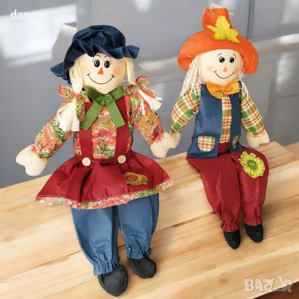 5788 Великденска декоративна фигура Седящи момче и момиче, 70 см, снимка 1