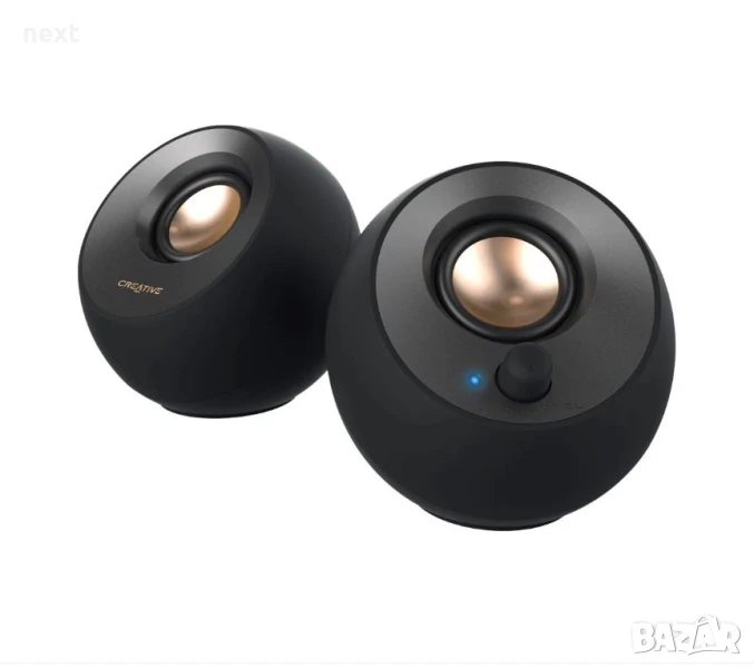 Тонколони Creative Pebble v2, 2.0, 8W RMS, USB-C/A & Жак 3.5 мм, Черен, снимка 1