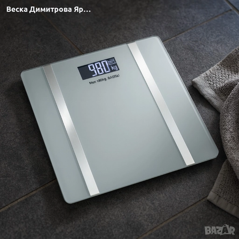 Дигитален кантар за тегло Rosberg R51650I, с Bluetooth, LCD екран, до 180кг, снимка 1