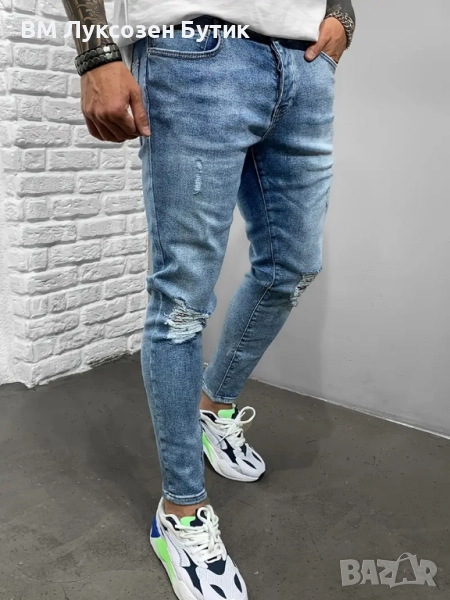👖 Мъжки Сини Луксозни Дънки – Стил за Истински Мъж, снимка 1
