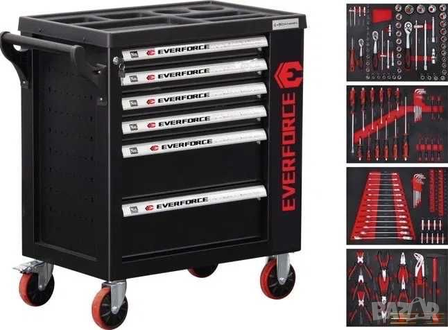 Шкаф количка с инструменти 6 чекчеджета – 4 пълни EverForce, снимка 1