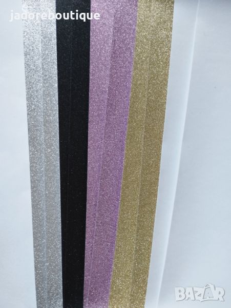 10 бр Самозалепваща хартия с брокат А5 - 5 цвята, снимка 1