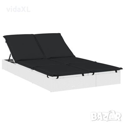 vidaXL 2-местен шезлонг с възглавници, черен, полиратан（SKU:319647, снимка 1