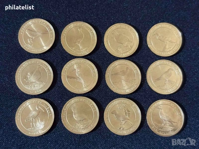 Турция 2021 – Комплектен сет от 12 монети по 1 куруш - Фауна , птици, снимка 1