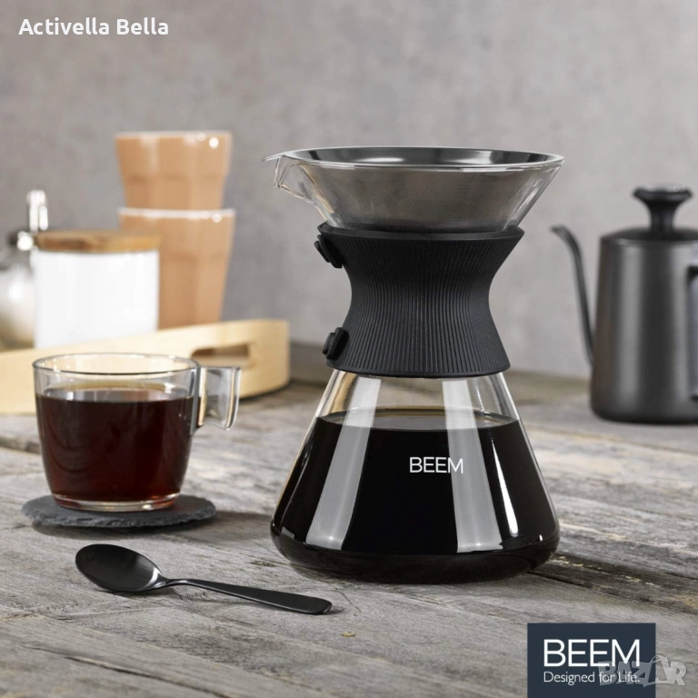 Стъклена кана с метален филтър BEEM Classic Selection Pour Over (до 6 чаши), снимка 1
